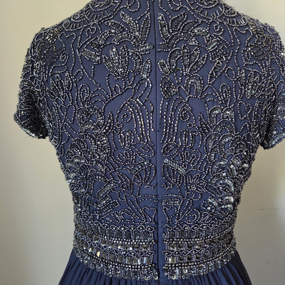 Adrianna Papell Navy Beaded Maxi Dress - Picture 9 of 15